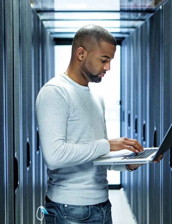 man standing in data center